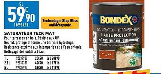 saturateur teck mat bondex