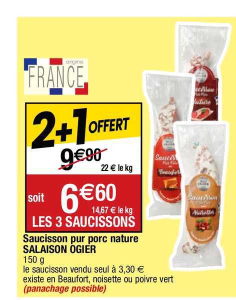 saucisson pur porc nature salaison ogier