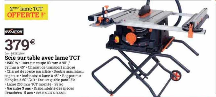 scie sur table avec lame tct évolution