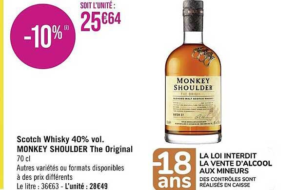 scotch whisky 40% vol. monkey shoulder the original