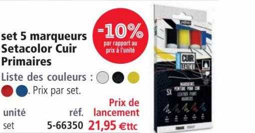 set 5 marqueurs setacolor cuir primaires