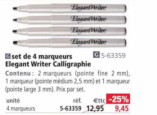set de 4 marqueurs élégant writer calligraphie
