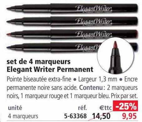 set de 4 marqueurs elegant writer permanent