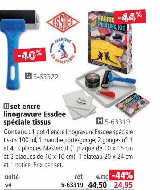 Set Encre Linogravure Essdee Spéciale Tissus