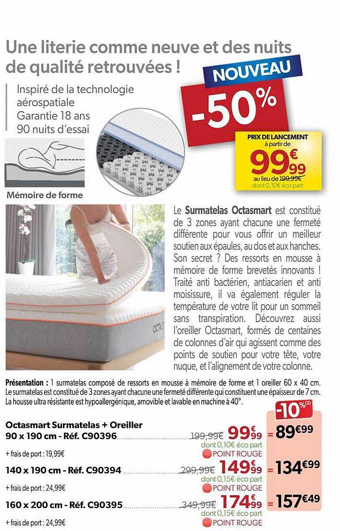 surmatelas octasmart + oreiller