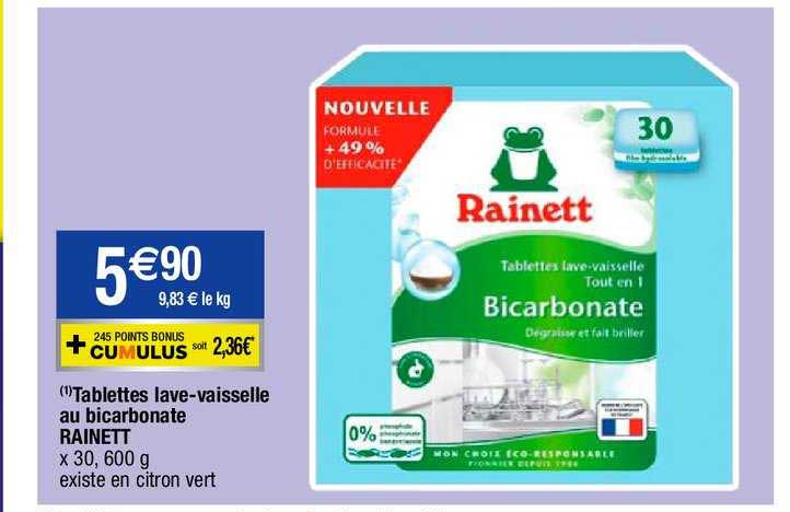tablettes lave-vaisselle au bicarbonate rainett