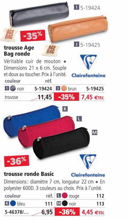 Trousse Age Bag Ronde, Trousse Ronde Basic Clairefontaine