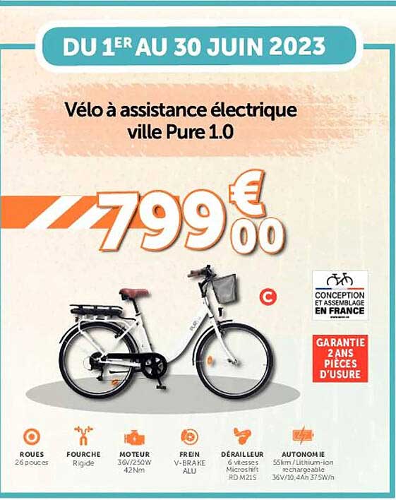 vélo à assistance électrique ville pure 1.0