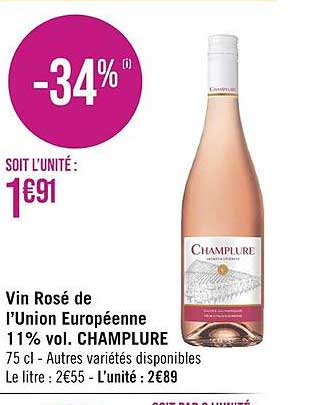vin rosé de l'union européenne 100% vol. champlure