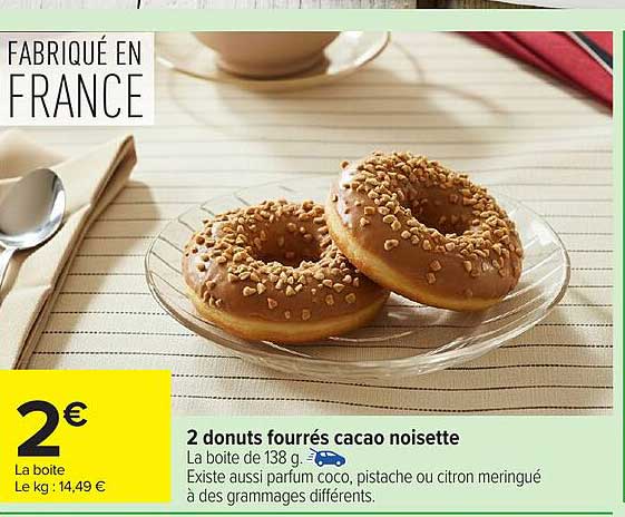2 donuts fourrés cacao noisette
