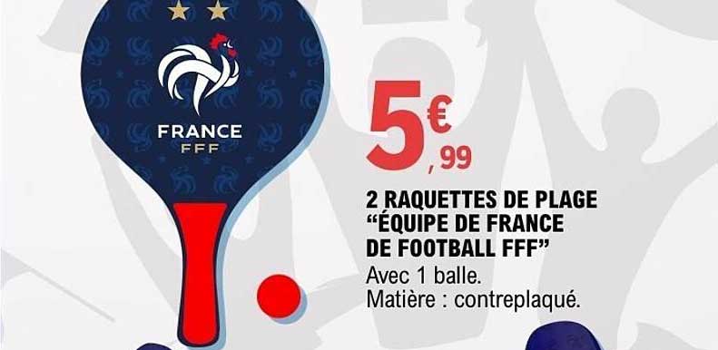 2 RAQUETTES DE PLAGE “EQUIPE DE FRANCE DE FOOTBALL FFF”