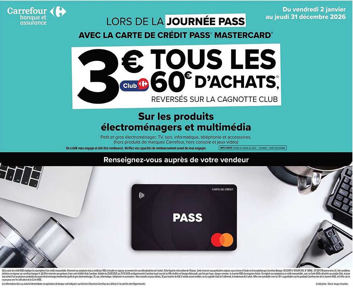 3€ TOUS LES 60€ D’ACHATS