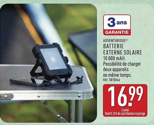 ADVENTURIDGE® BATTERIE EXTERNE SOLAIRE