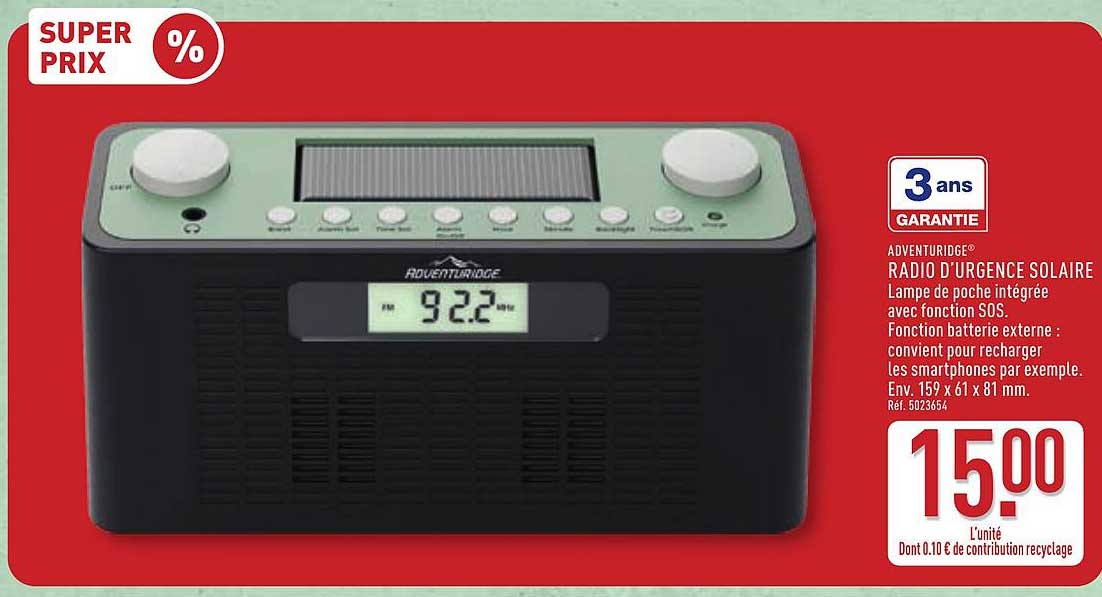 ADVENTURIDGE RADIO D'URGENCE SOLAIRE