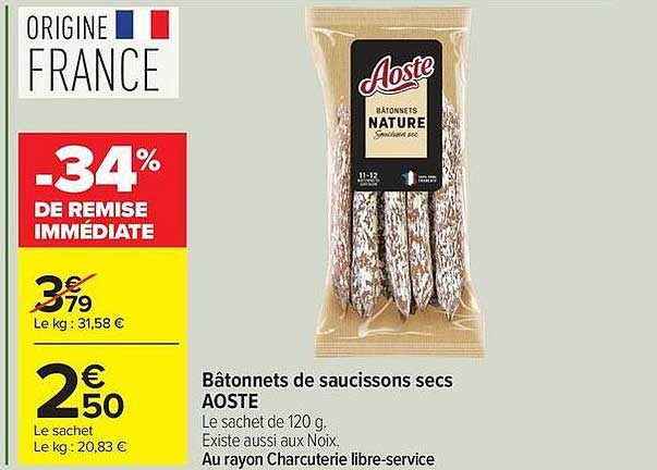 Aoste Bâtonnets de saucissons secs