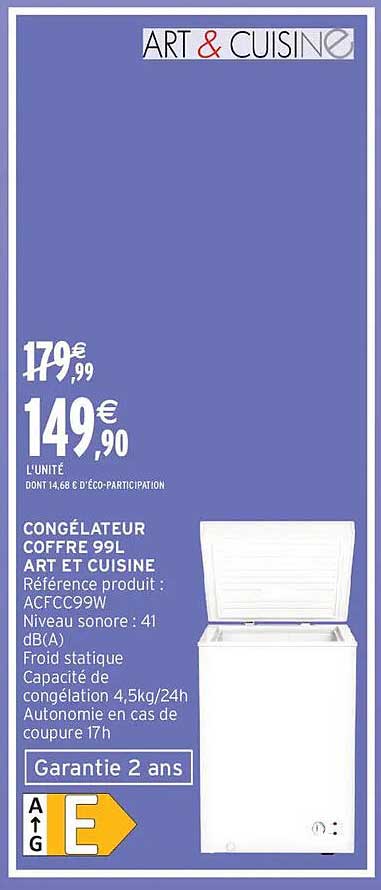 ART & CUISINE CONGÉLATEUR COFFRE 99L