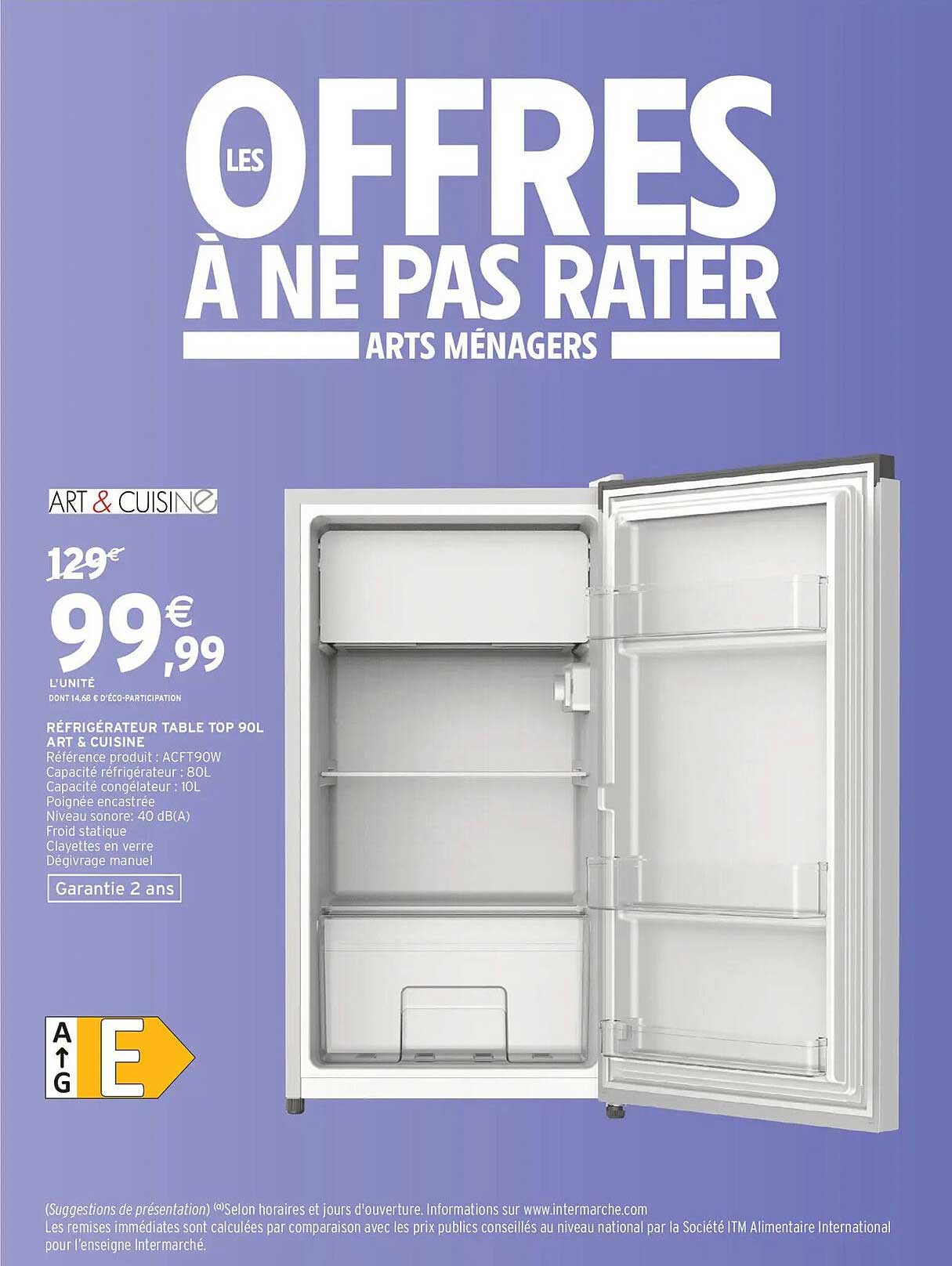 ART & CUISINE Réfrigérateur table top 90L