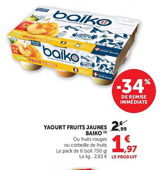 BAIKO YAOURT FRUITS JAUNES