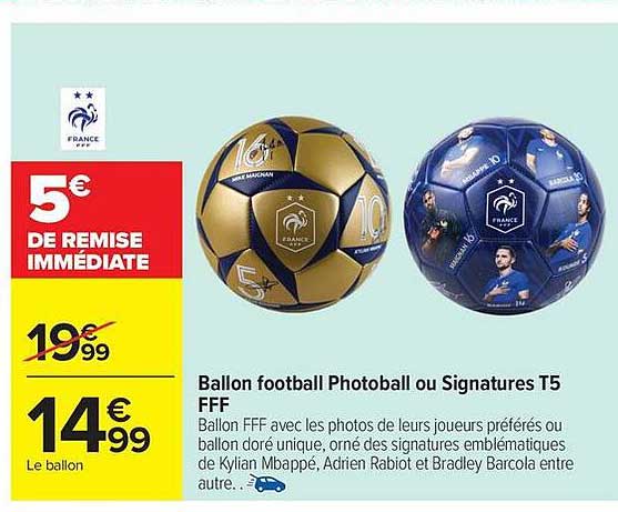 Ballon football Photoball ou Signatures T5 FFF