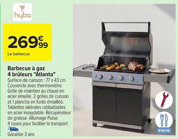 Barbecue à gaz 4 brûleurs "Atlanta