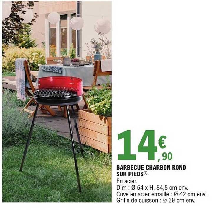 BARBECUE CHARBON ROND SUR PIEDS