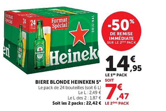 BIERE BLONDE HEINEKEN 5°