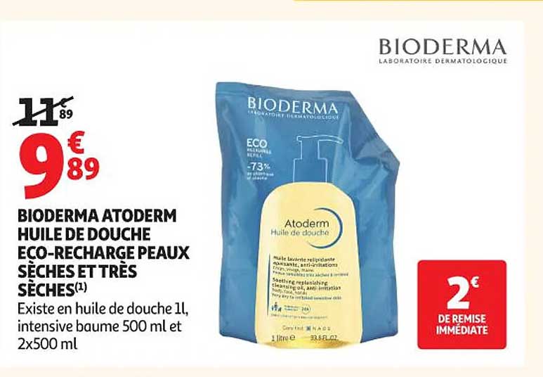 BIODERMA ATODERM HUILE DE DOUCHE ECO-RECHARGE PEAUX SÈCHES ET TRÈS SÈCHES