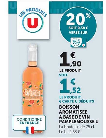 BOISSON AROMATISEE A BASE DE VIN PAMPLEMOUSSE U