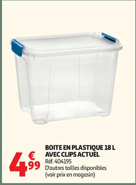 BOITE EN PLASTIQUE 18 L AVEC CLIPS ACTUEL