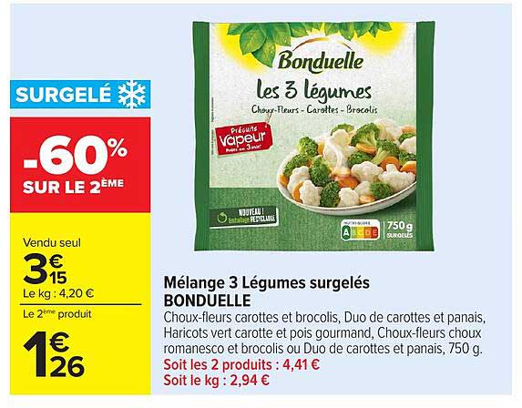 Bonduelle les 3 légumes