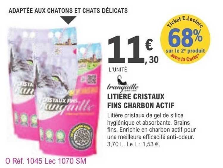 Branquille LITIERE CRISTAUX FINS CHARBON ACTIF