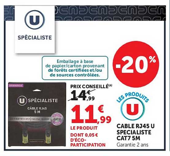 CÂBLE RJ45 U SPÉCIALISTE CAT7 5M