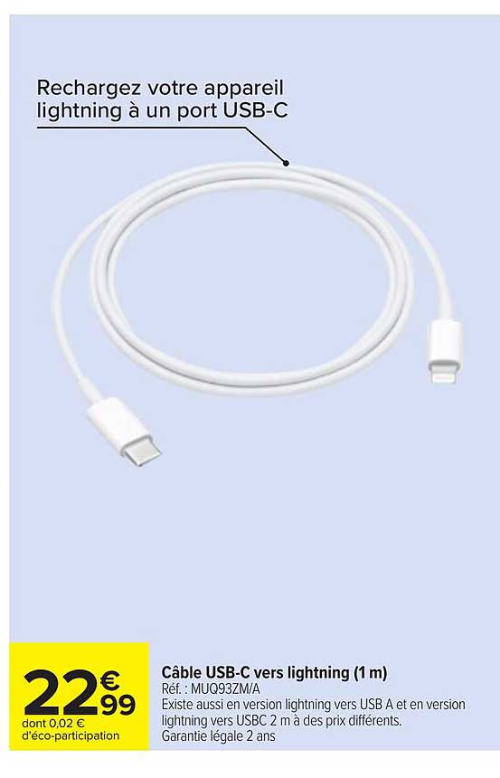 Câble USB-C vers lightning