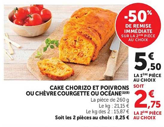 Cake chorizo et poivrons ou chèvre courgette ou océane
