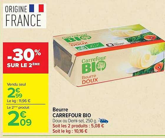 Carrefour Bio Beurre Doux