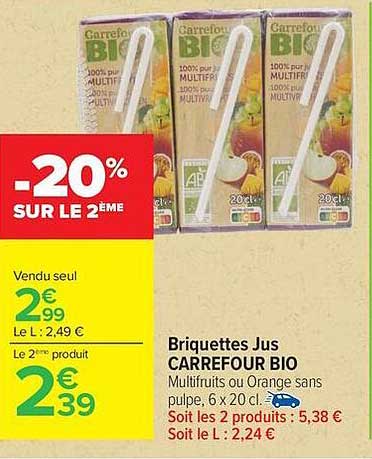 Carrefour Bio Briquettes Jus