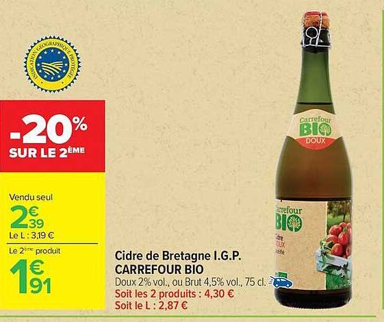 Carrefour Bio Cidre de Bretagne I.G.P
