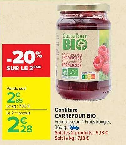 Carrefour Bio Confiture FRAMBOISE