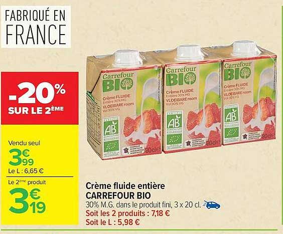 Carrefour BIO Crème fluide entière