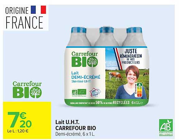 Carrefour BIO Lait Demi-Écrémé
