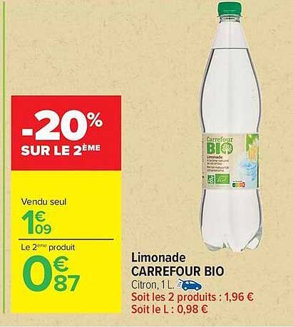 Carrefour Bio Limonade Citrus Bleue