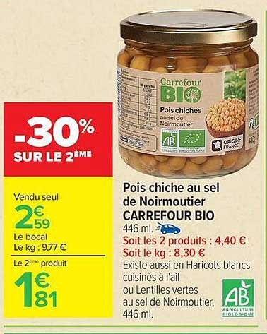 Carrefour BIO Pois chiches au sel de Noirmoutier