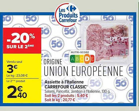 CARREFOUR CLASSIC Assiette à l'italienne