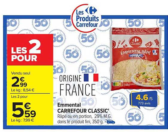 Carrefour Classic' Emmental Râpé Fondant