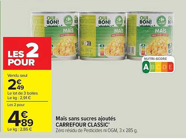 CARREFOUR CLASSIC' Maïs sans sucres ajoutés