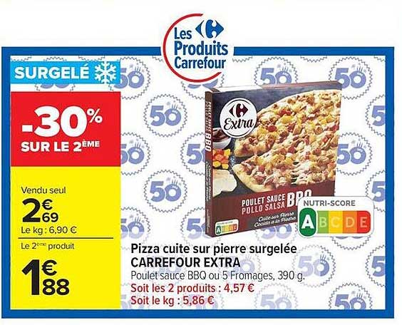 Carrefour Extra Pizza cuite sur pierre surgelée