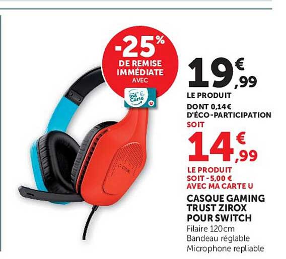 CASQUE GAMING TRUST ZIROX POUR SWITCH