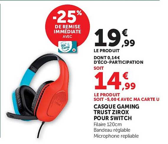 CASQUE GAMING TRUST ZIROX POUR SWITCH