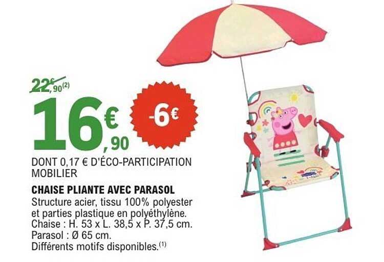 CHAISE PLIANTE AVEC PARASOL