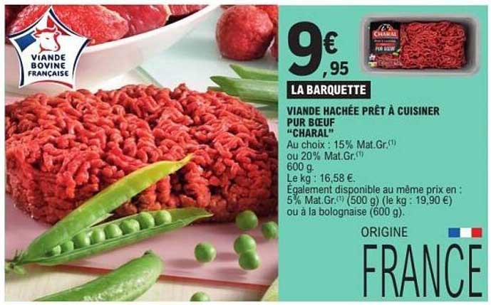 Charal Viande hachée prête à cuisiner pur bœuf